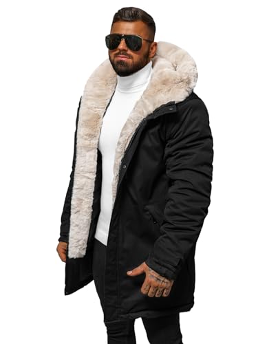 OZONEE Herren Winterjacke Jacke Winter Farbvarianten Warm Bomberjacke Steppjacke Wintermantel Kunstfell Daunenjacke Leichte Jacket Outdoor Puffer Gepolstert JS/22M316Z/392 SCHWARZ XL von OZONEE