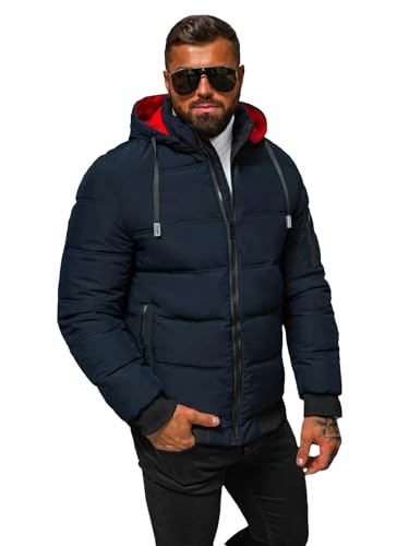 OZONEE Herren Winterjacke Jacke Winter Farbvarianten Warm Bomberjacke Steppjacke Wintermantel Kunstfell Daunenjacke Leichte Jacket Outdoor Puffer Gepolstert JS/31M5003Z DUNKELBLAU S von OZONEE