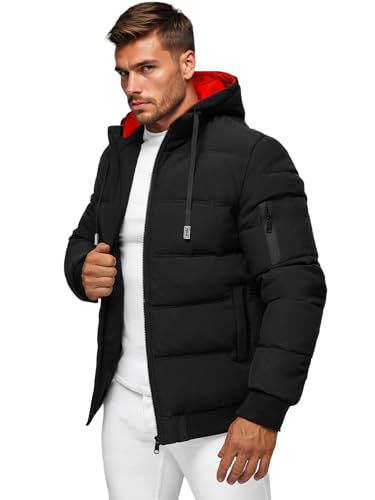 OZONEE Herren Winterjacke Jacke Winter Farbvarianten Warm Bomberjacke Steppjacke Wintermantel Kunstfell Daunenjacke Leichte Jacket Outdoor Puffer Gepolstert JS/31M5003Z SCHWARZ XL von OZONEE