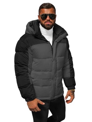 OZONEE Herren Winterjacke Jacke Winter Farbvarianten Warm Bomberjacke Steppjacke Wintermantel Kunstfell Daunenjacke Leichte Jacket Outdoor Puffer Gepolstert JS/31M5008Z GRAU S von OZONEE