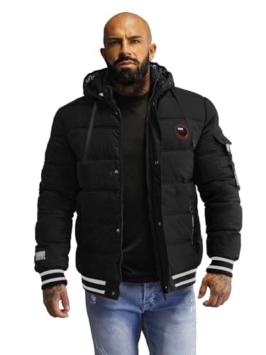 OZONEE Herren Winterjacke Jacke Winter Farbvarianten Warm Bomberjacke Steppjacke Wintermantel Kunstfell Daunenjacke Leichte Jacket Outdoor Puffer Gepolstert JS/57M7501Z/392 SCHWARZ L von OZONEE