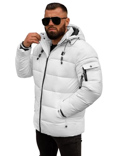 OZONEE Herren Winterjacke Jacke Winter Farbvarianten Warm Bomberjacke Steppjacke Wintermantel Kunstfell Daunenjacke Leichte Jacket Outdoor Puffer Gepolstert JS/57M7502Z/281 WEIß S von OZONEE