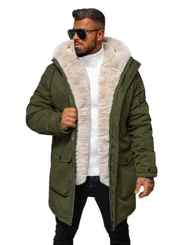 OZONEE Herren Winterjacke Jacke Winter Farbvarianten Warm Bomberjacke Steppjacke Wintermantel Kunstfell Daunenjacke Leichte Jacket Outdoor Puffer Gepolstert JS/5M120Z/136 GRÜN 2XL von OZONEE