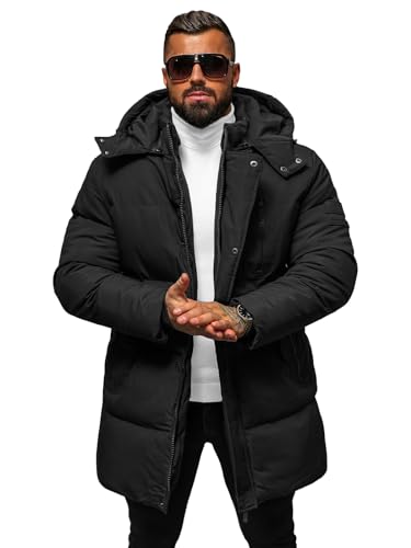 OZONEE Herren Winterjacke Jacke Winter Farbvarianten Warm Bomberjacke Steppjacke Wintermantel Kunstfell Daunenjacke Leichte Jacket Outdoor Puffer Gepolstert JS/5M3118Z/392 SCHWARZ M von OZONEE