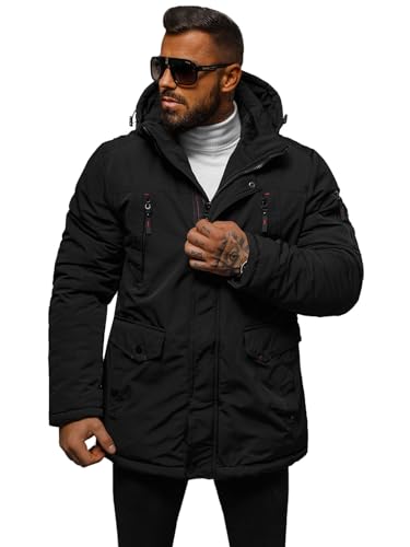 OZONEE Herren Winterjacke Jacke Winter Farbvarianten Warm Bomberjacke Steppjacke Wintermantel Kunstfell Daunenjacke Leichte Jacket Outdoor Puffer Gepolstert JS/5M718Z/392 SCHWARZ S von OZONEE