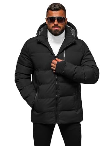 OZONEE Herren Winterjacke Jacke Winter Farbvarianten Warm Bomberjacke Steppjacke Wintermantel Kunstfell Daunenjacke Leichte Jacket Outdoor Puffer Gepolstert JS/5M756Z/392 SCHWARZ 2XL von OZONEE