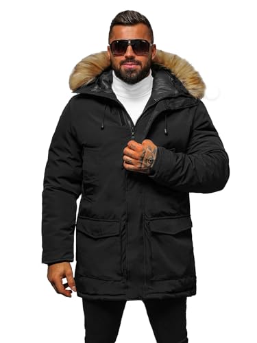 OZONEE Herren Winterjacke Jacke Winter Farbvarianten Warm Bomberjacke Steppjacke Wintermantel Kunstfell Daunenjacke Leichte Jacket Outdoor Puffer Gepolstert JS/5M779Z/392 SCHWARZ 2XL von OZONEE