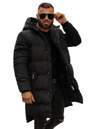 OZONEE Herren Winterjacke Jacke Winter Farbvarianten Warm Bomberjacke Steppjacke Wintermantel Kunstfell Daunenjacke Leichte Jacket Outdoor Puffer Gepolstert O/M799Z SCHWARZ M von OZONEE