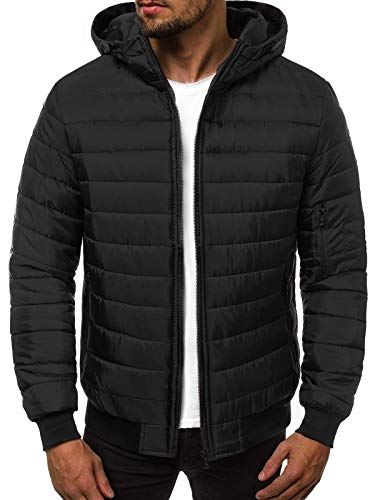 OZONEE Herren Winterjacke Jacke Winter Farbvarianten Warm Bomberjacke Steppjacke Wintermantel Kunstfell Daunenjacke Leichte Outdoor Puffer Jacket Gepolstert 777/5453K SCHWARZ L von OZONEE