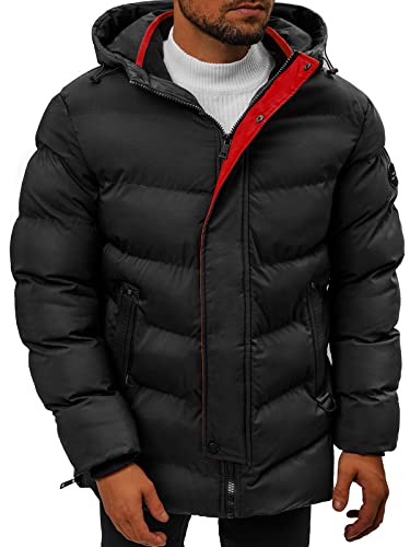 OZONEE Herren Winterjacke Jacke Winter Farbvarianten Warm Bomberjacke Steppjacke Wintermantel Kunstfell Daunenjacke Leichte Outdoor Puffer Jacket Gepolstert N/7330Z SCHWARZ S von OZONEE