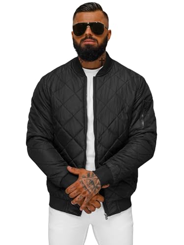 OZONEE Herren Winterjacke Jacke Winter Farbvarianten Warm Bomberjacke Steppjacke Wintermantel Kunstfell Leichte Jacket Outdoor Puffer Gepolstert 777/3927K SCHWARZ 6XL von OZONEE