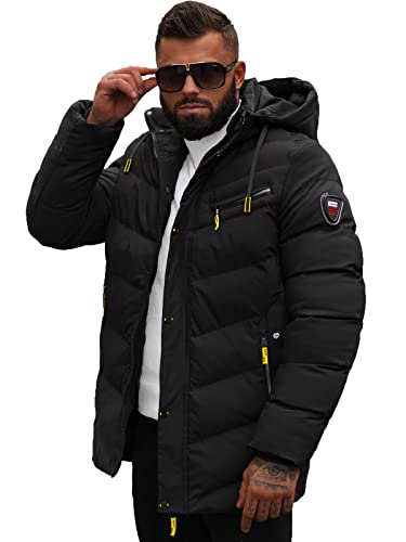 OZONEE Herren Winterjacke Jacke Winter Farbvarianten Warm Bomberjacke Steppjacke Wintermantel Kunstfell Leichte Outdoor Puffer Jacket Gepolstert 777/1740K/392 SCHWARZ S von OZONEE