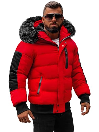 OZONEE Herren Winterjacke Jacke Winter Farbvarianten Warm Bomberjacke Steppjacke Wintermantel Kunstfell Leichte Outdoor Puffer Jacket Gepolstert 777/2673K ROT XXL OZONEE Herren Winterjacke Jacke Winter Farbvarianten Warm Bomberjacke Steppjacke Wintermantel Kunstfell Leichte Outdoor Puffer Jacket Gepolstert 777/2673K ROT XXL von OZONEE