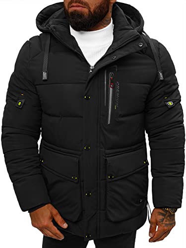 OZONEE Herren Winterjacke Jacke Winter Farbvarianten Warm Bomberjacke Steppjacke Wintermantel Kunstfell Leichte Outdoor Puffer Jacket Gepolstert JS/22M60Z/392 SCHWARZ S von OZONEE