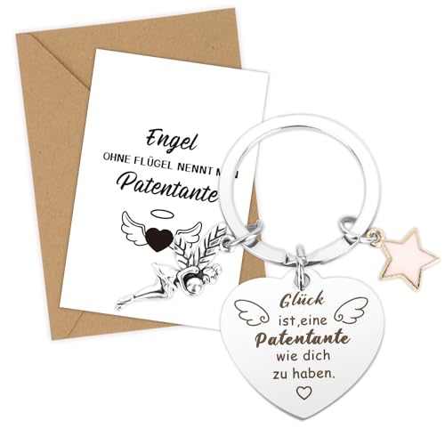 Patentante Geschenk für Patentante Fragen Schlüsselanhänger Geschenke Geburtstag Für Frauen Damen Paten Geburtstagsgeschenk Geschenke Mit Karte Umschlag Muttertag Von Patenkind Dankeschön Geschenke von OZOSHINE