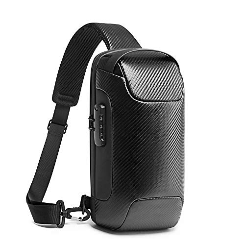 OZUKO Brusttasche Herren Umhängetaschen Anti-Diebstahl Sling Bag Crossbody-Rucksack Wasserdichte Schultertasche mit USB für Arbeit Reisen Wandern (Schwarz) von OZUKO