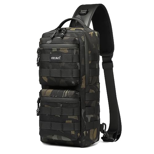 OZUKO Military Schultertasche Herren, Tactical Sling Bag Molle Wasserdicht Taktische Slingrucksack für Sport/Wandern/Trekking/Reisen von OZUKO