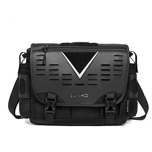 OZUKO Umhängetasche Herren, Crossbody Bag Sling Bag Schultertaschen Männer Wasserdicht Schulter Rucksack für Schule/Arbeit/Reisen/Sport Messenger Bag für 12.9 Zoll iPad (Schwarz 1) von OZUKO