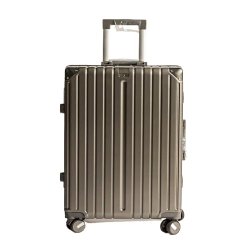 OZWYCY Rollkoffer Aluminiumrahmen-Koffer, Damen-Trolley, Boarding-Koffer, Licht-Sound-Lenkrad, Passwort, Zollschloss-Koffer Reisekoffer(Gray) von OZWYCY