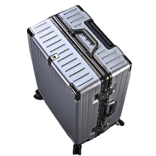 OZWYCY Rollkoffer Aluminiumrahmen-Koffer for Männer Und Frauen, Leiser Universal-Rollen-Trolley, Studenten-Reisecode-Box Reisekoffer(Silver) von OZWYCY