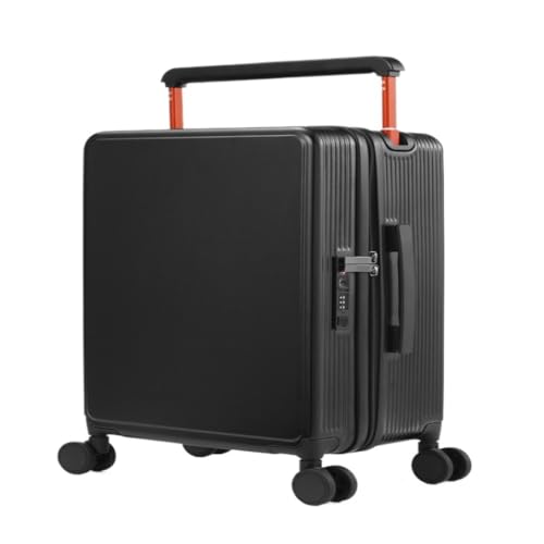 OZWYCY Rollkoffer Breiter Trolley-Koffer, Kratzfester Trolley-Koffer Mit Doppelter Vorderseite, Wasserdichter Handgepäck-Koffer for Männer Und Frauen Reisekoffer(Black) von OZWYCY
