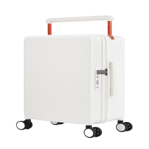 OZWYCY Rollkoffer Breiter Trolley-Koffer, Kratzfester Trolley-Koffer Mit Doppelter Vorderseite, Wasserdichter Handgepäck-Koffer for Männer Und Frauen Reisekoffer(White) von OZWYCY