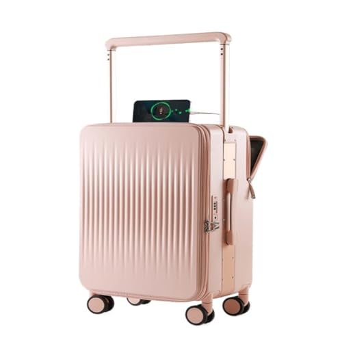 OZWYCY Rollkoffer Breiter Trolley-Koffer Mit Seitlicher Öffnung 20 Zoll for Männer Und Frauen, Gepäckcode-Koffer Mit Vorderer Öffnung Reisekoffer(Pink,20in) von OZWYCY