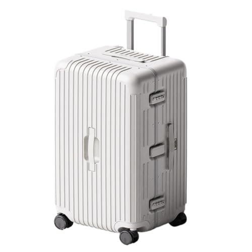 OZWYCY Rollkoffer Gepäck, verdickter und Stabiler Aluminiumrahmen-Koffer, Herren- und Damen-Trolley, codierter Lederkoffer Reisekoffer(White,30in) von OZWYCY