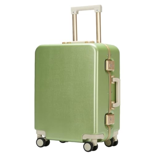 OZWYCY Rollkoffer Gepäck Damen Leder Strukturiert Mute Universal Rad Passwort Box Langlebiger Und Starker Koffer Trolley Reisekoffer(Green,20in) von OZWYCY