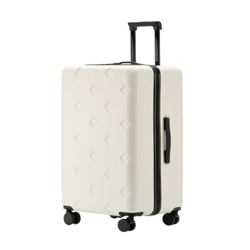 OZWYCY Rollkoffer Gepäck Damen Trolley Case Herren 24 Zoll Student Code Gepäck Lederkoffer 20 Zoll Boarding Case Reisekoffer(White,22in) von OZWYCY
