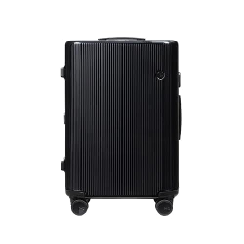 OZWYCY Rollkoffer Gestreifter Boarding-Koffer, Trolley-Koffer for Männer und Frauen mit Universalrädern, Business-Boarding-Koffer Reisekoffer(Black) von OZWYCY