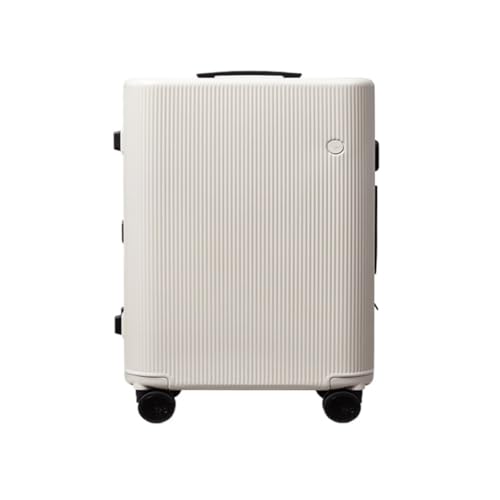 OZWYCY Rollkoffer Gestreifter Boarding-Koffer, Trolley-Koffer for Männer und Frauen mit Universalrädern, Business-Boarding-Koffer Reisekoffer(White) von OZWYCY