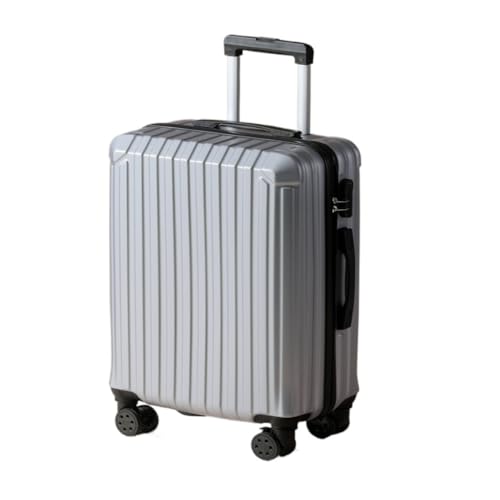 OZWYCY Rollkoffer Herren-Gepäckkoffer, Robuster Und Langlebiger, Verdickter Reisecode-Lederkoffer Mit Lenkrollen Reisekoffer(Silver) von OZWYCY