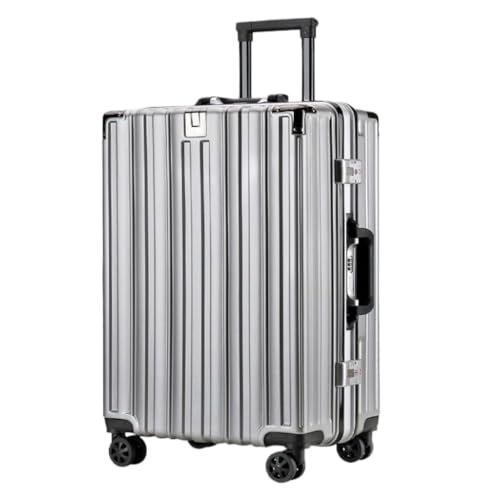 OZWYCY Rollkoffer Koffer Aluminiumlegierung Sitzkoffer Koffer Männer Und Frauen Schloss Trolley-Koffer Modischer Boarding-Koffer Reisekoffer(Silver) von OZWYCY