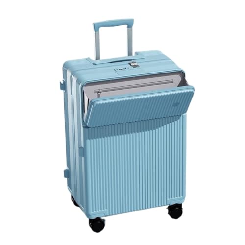 OZWYCY Rollkoffer Modischer, mit Reißverschluss vorne zu öffnender Trolley-Koffer for Männer und Frauen, großes Fassungsvermögen, multifunktionaler Boarding-Koffer Reisekoffer(Blue) von OZWYCY