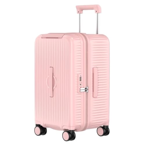 OZWYCY Rollkoffer Multifunktionaler PC 30-Zoll-Koffer 26-Zoll-Trolley-Koffer for Herren Und Damen Mit Reißverschluss-Koffer, Passwortbox Reisekoffer(Pink,22in) von OZWYCY