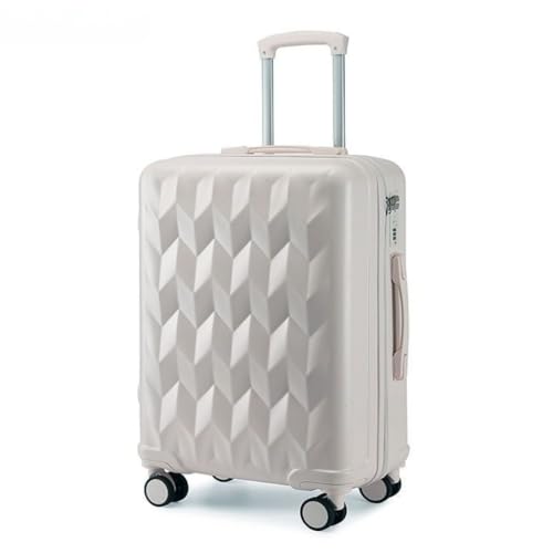 OZWYCY Rollkoffer Neuer Koffer Damen Robuster Und Langlebiger Trolley-Koffer Herren-Reisekoffer Boarding-Passwort-Koffer Ins Reisekoffer(White) von OZWYCY
