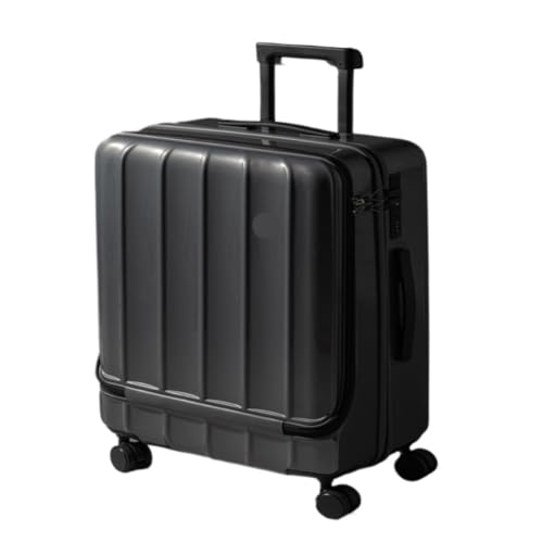OZWYCY Rollkoffer Neuer Koffer mit Frontöffnung, Trolley-Koffer, 18-Zoll-Boarding-Koffer, Studentenkoffer for Männer und Frauen, Schließfach Reisekoffer(Gray,18in) von OZWYCY