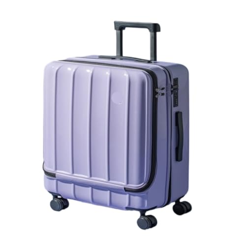OZWYCY Rollkoffer Neuer Koffer mit Frontöffnung, Trolley-Koffer, 18-Zoll-Boarding-Koffer, Studentenkoffer for Männer und Frauen, Schließfach Reisekoffer(Purple,18in) von OZWYCY