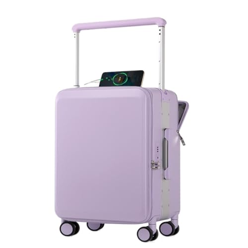 OZWYCY Rollkoffer Neuer breiter Trolley-Koffer for Damen, 20-Zoll-Boardingbox mit seitlicher Öffnung, Gepäckcode-Koffer mit vorderer Öffnung 25 Reisekoffer(Purple,20in) von OZWYCY