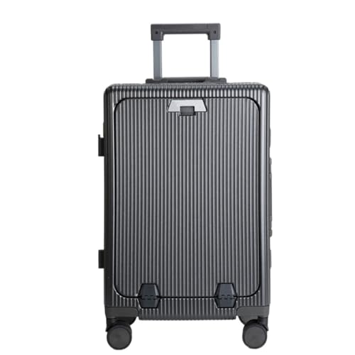 OZWYCY Rollkoffer Vorne Öffnender Aluminiumrahmen-Koffer, Damen-Trolley, Herren-Kabinen-Passwort-Box, Geschäftsreise-Koffer Reisekoffer(Gray,A) von OZWYCY
