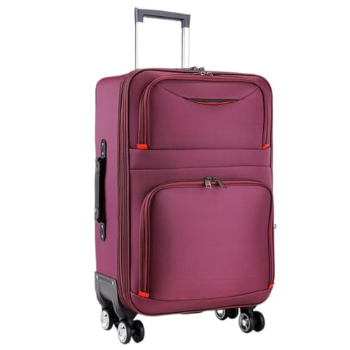 Rollkoffer Gepäck Herren Trolley Koffer Universalräder Student Oxford Stoff Leder Koffer Passwort Box Koffer Reisekoffer(Purple) von OZWYCY