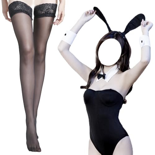 OZXVXZO Bunny Kostüm Frauen, 7 Stück Halloween Anime Damen Hase Kostüm Einteiler Bodysuit Kaninchen Haarreif Strümpfe Set Hasen Outfit für Weihnachten Party von OZXVXZO