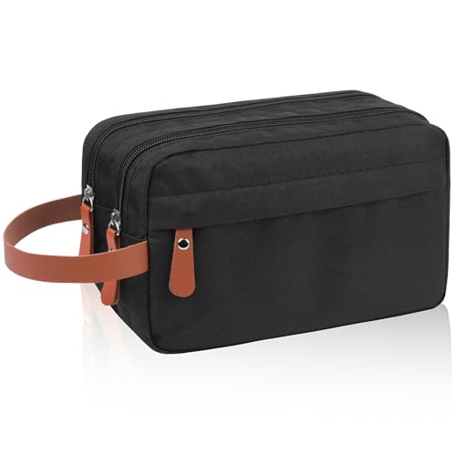 Reise-Kulturbeutel für Männer und Frauen, Reise-Dopp Kit, Rasiertasche, wasserdichte Make-up-Tasche für Toilettenartikel, Zubehör mit 7 Fächern (schwarz), Schwarz , Kulturbeutel von OZYAN