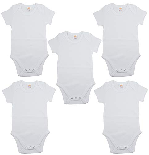OZYOL Baby Body Kurzarm Strampler im 5er Set - Wickelbody aus hochwertiger 100% Baumwolle, 3-24 Monate (Weiß, 18M (86)) von OZYOL