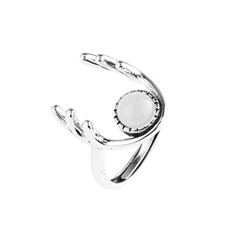 Elch Ring 925 Sterling Silber Hardware Set mit Türkis Charm Offener Verstellbarer Index Ring Roter Achat, OZZKI, Weiße Jade Elch Ring 925 Sterling Silber Hardware Set mit Türkis Charm Offener Verstellbarer Index Ring Roter Achat, OZZKI, Weiße Jade von OZZKI