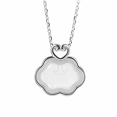 S925 Sterling Silber Vergoldete Halskette Natürlicher Nephrit Weiße Jade Anhänger Halskette Vintage Damen Anhänger Weiß, OZZKI, Weiß von OZZKI