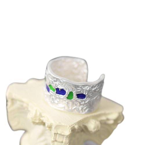 Unregelmäßiger U-Ring 925 Sterlingsilber Einfacher Mattierter Ring im Koreanischen Stil Crinkle Epoxy Offener Ring Silber, OZZKI, Silber von OZZKI