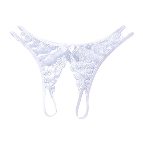 Damen Unterhosen Offen Ouvert Slips Tanga Strings Unterwäsche G-String Unterhosen Reizwäsche Thongs V-String Weich Frauen Reizwäsche Atmungsaktiv Panties Damenslip Ouvert Slip Frauen (White, One Size) von OZhenXiangZh