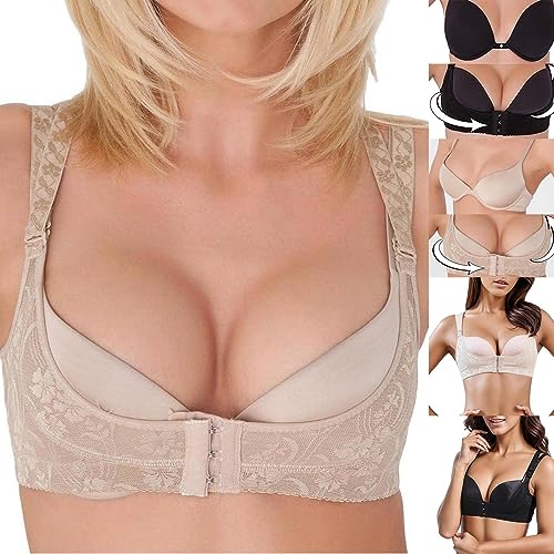 Dirndl Push Up Bh Dirndl Bh Xtreme Push Up BüStenhalter Mieder Geradehalter Bra Damen Oktoberfest Outfit Oktoberfest Dirndl Push-Up Bh BüStenhebe Schwarz/Hautfarben For Trachtenbluse (Beige, L) von OZhenXiangZh